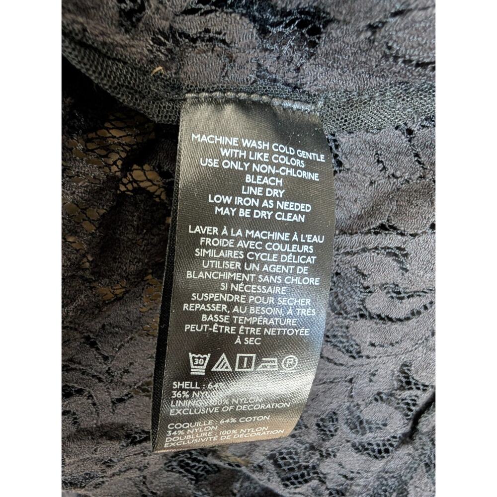 Free People Lace Blouse Top Womens Large Black Flare Sleeve Button Front NWT - Picture 3 of 4